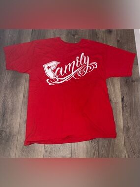 Famous Stars & Straps Red Tee with White 'Family' Script